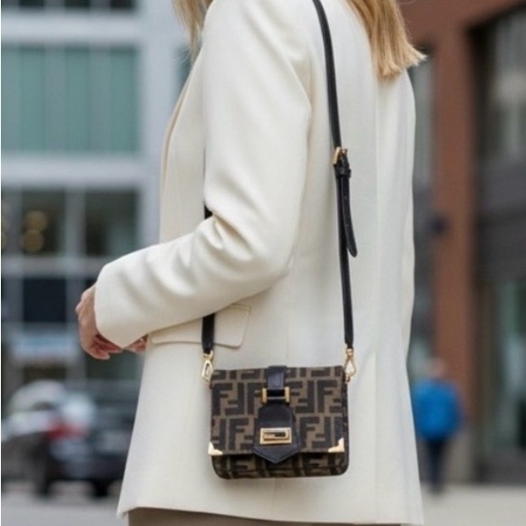 Fendi Handbags - Auth Rare Fendi zucca Double Baguette Crossbody Bag Small adjustable shoulder